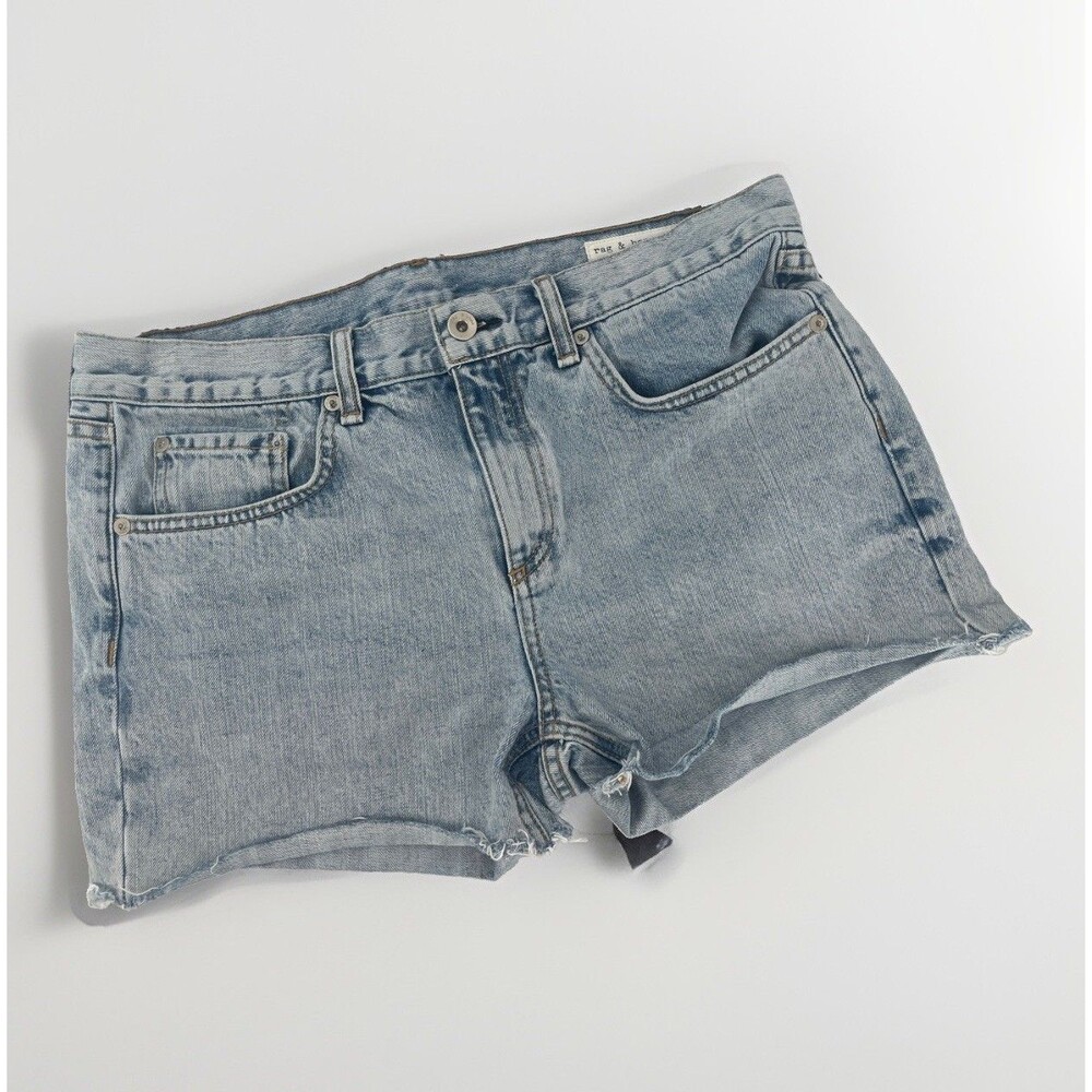 Rag & Bone Women’s Mid Rise Light Blue Wash Cut-off Shorts Size 28 3” inseam